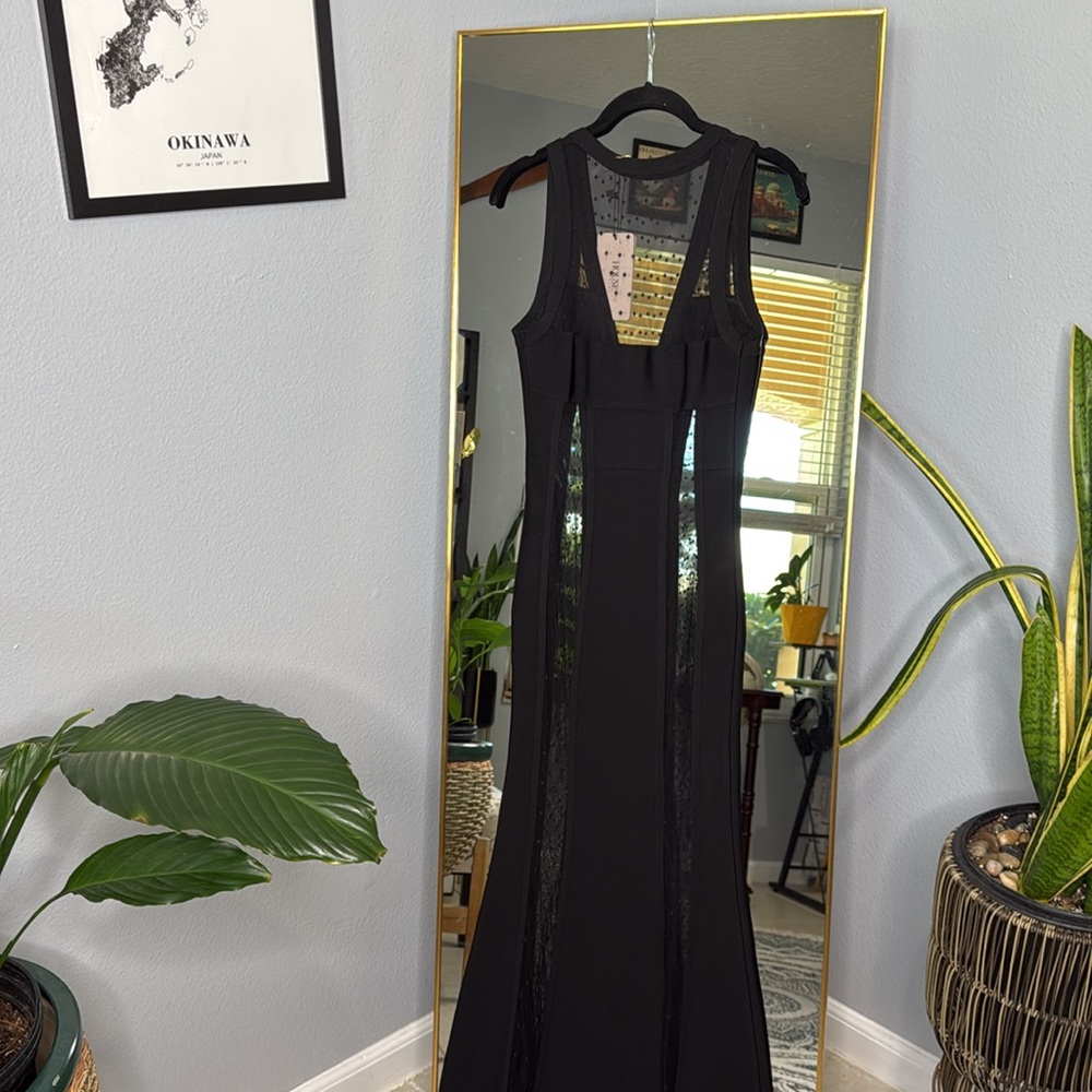 House of CB ‘Margaux’ bandage and mesh maxi dress NWOT - Picture 8 of 9